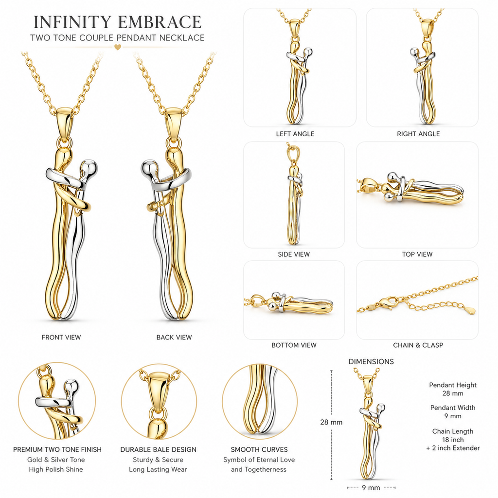 Embrace Bond Couple Pendant Necklac